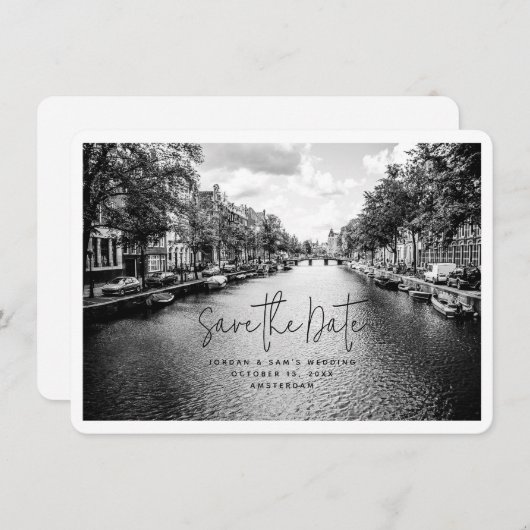 Amsterdam Wedding Foto Save the Date Einladung (Vorne/Hinten)