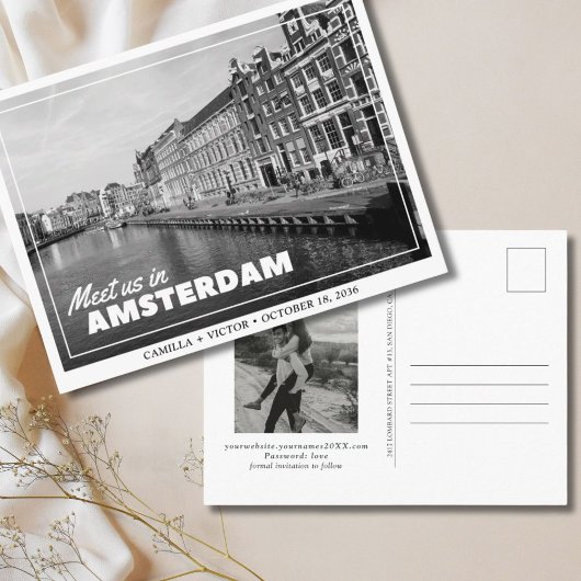 Amsterdam Wedding Save the Date Postcard Postkarte