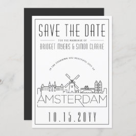 Amsterdam Wedding Stylized Skyline Save the Date Einladung