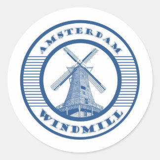 AMSTERDAM WINDMILL BLUE RUNDER AUFKLEBER