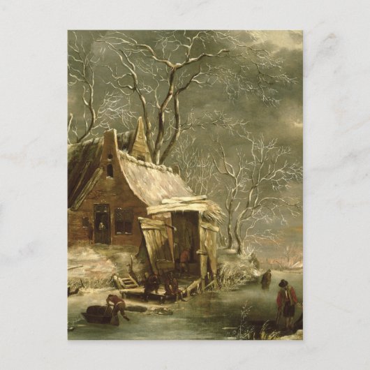 Amsterdam, Winterszene, 17. Jahrhundert Postkarte (Vorderseite)