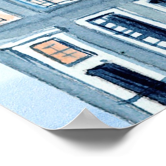 Amsterdam with hot air balloon poster (Ecke)