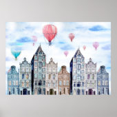 Amsterdam with hot air balloon poster (Vorne)