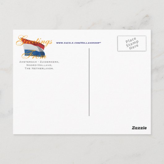 Amsterdam Zuiderkerk Holland Postcard Postkarte (Rückseite)