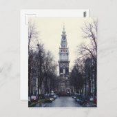 Amsterdam Zuiderkerk Winter Abend Postkarte (Vorne/Hinten)