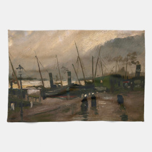 Amsterdamer Fischerhafen Sturm von Vincent Gogh Geschirrtuch