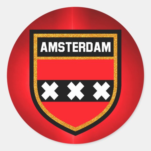 Amsterdamer Flagge Runder Aufkleber (Vorderseite)