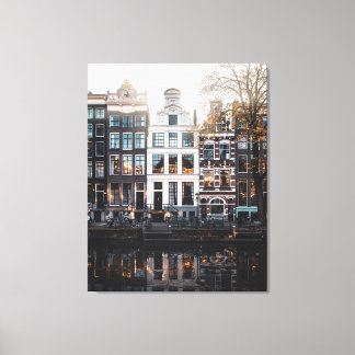 Amsterdamer Gebäude am Kanal, Stretched Leinwand