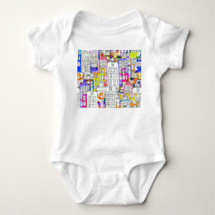 Amsterdamer Häuser: Aquarellfarbenes nahtloses Mus Baby Strampler