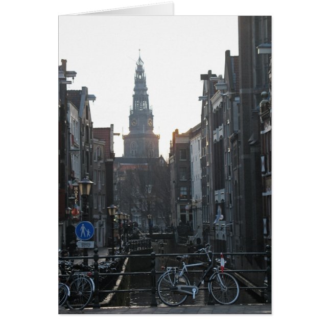 Amsterdamer Kanal mit Bikes und Old Church Card (Vorne)