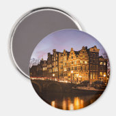 Amsterdamer Kanalhäuser am runden Magneten der Däm Magnet (Vorderseite/Rückseite)
