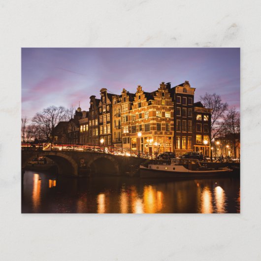 Amsterdamer Kanalhäuser bei der Postkarte (Vorderseite)