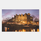 Amsterdamer Kanalhäuser bei rechteckigem Aufkleber (Vorderseite)