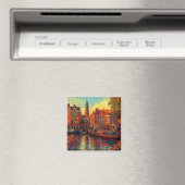 Amsterdamer Kanalhäuser im Stil von van Gogh Magnet (In Situ (Geschirrspüler))