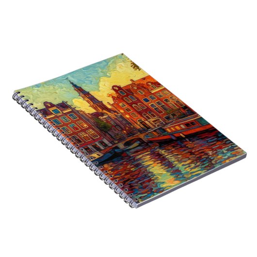 Amsterdamer Kanalhäuser im Stil von van Gogh Notizblock (Rechte Seite)