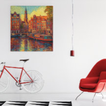 Amsterdamer Kanalhäuser im Stil von van Gogh