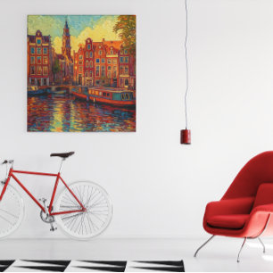 Amsterdamer Kanalhäuser im Stil von van Gogh Poster