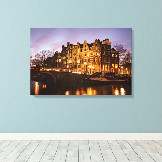 Amsterdamer Kanalhäuser in duskischer Leinwand ged (Insitu (Holzboden))