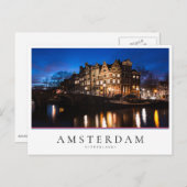 Amsterdamer Kanalhäuser nachts Postkarte (Vorne/Hinten)