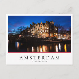 Amsterdamer Kanalhäuser nachts Postkarte