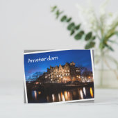 Amsterdamer Kanalhäuser nachts Postkarte (Stehend Vorderseite)