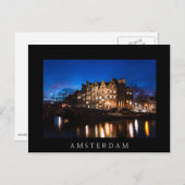Amsterdamer Kanalhäuser nachts Postkarte (Vorne/Hinten)