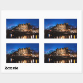 Amsterdamer Kanalhäuser nachts Rechteckiger Aufkleber (Blatt)