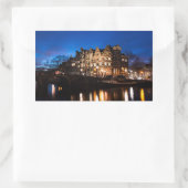 Amsterdamer Kanalhäuser nachts Rechteckiger Aufkleber (Tasche)