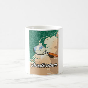 Amsterdamer Vintager Stadtplan Kaffeetasse