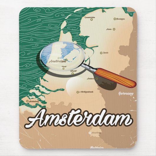 Amsterdamer Vintager Stadtplan Mousepad (Vorne)