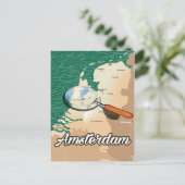 Amsterdamer Vintager Stadtplan Postkarte (Stehend Vorderseite)