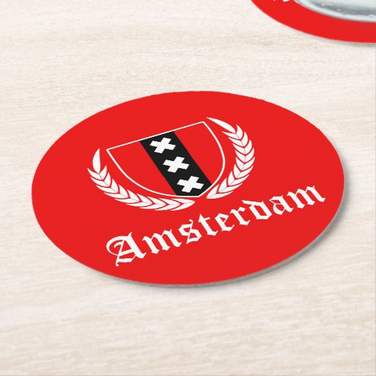 Amsterdamer Wappen Runder Pappuntersetzer (Angewinkelt)
