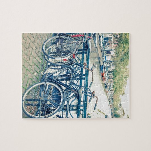Amsterdamkanal und -fahrräder puzzle (Horizontal)