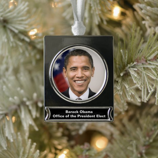 Amt des designierten Präsidenten Barack Obama Banner-Ornament Silber (Baum)