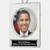Amt des designierten Präsidenten Barack Obama Banner-Ornament Silber (Links)