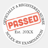 amtlich zugelassene Krankenschwester - bestanden n Runder Aufkleber (Vorderseite)