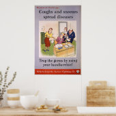 Amts-, Keuchen- und Niesen verbreiten Krankheiten Poster (Küche)