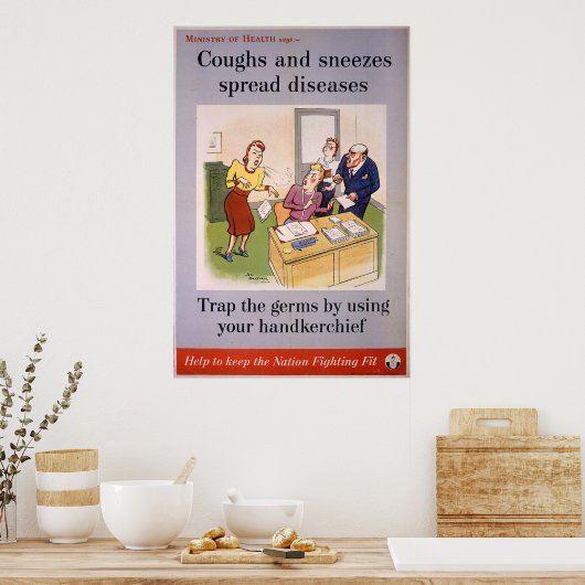 Amts-, Keuchen- und Niesen verbreiten Krankheiten Poster (Küche)