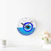 Amulet & Evil Eye Talisman, Turkish / Arabic White Runde Wanduhr (Zuhause)