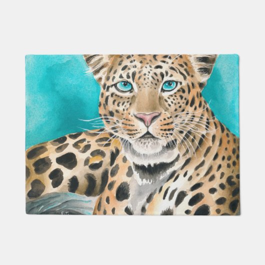 Amur Leopard Watercolor Art Fußmatte (Vorderseite)