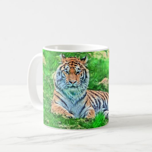 Amur-Tiger auf grüner Tasse (Vorderseite Links)