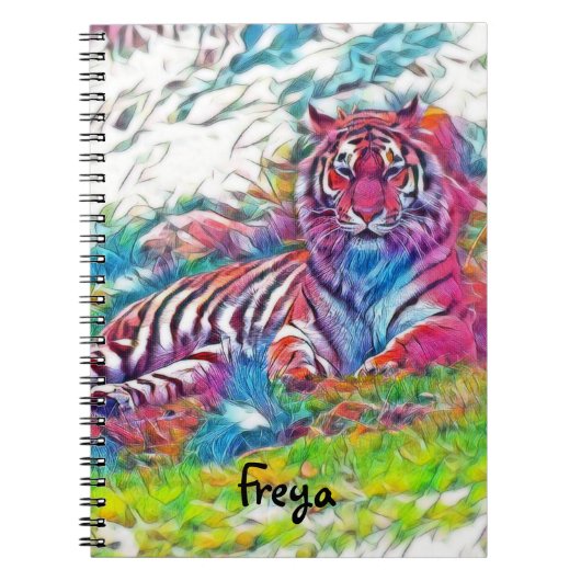 Amur Tiger in rosa Spiralplatte Notizblock (Vorderseite)