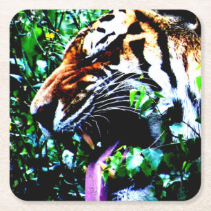 Amur Tiger Küstenercna Rechteckiger Pappuntersetzer