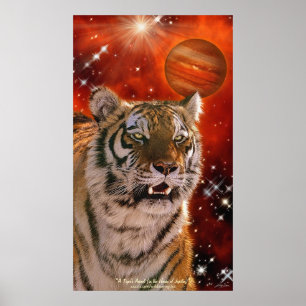 Amur Tiger und Jupiter Fantasy Art Poster