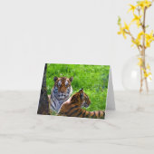 Amur Tigers Grußkarte Karte (Gelbe Blume)