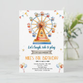 Amusement Park Birthday Invitation Einladung (Stehend Vorderseite)