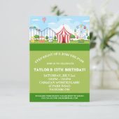 Amusement Park Birthday Party Invitation Einladung (Stehend Vorderseite)