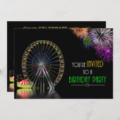 AMUSEMENT PARK THEMA GEBURTSTAG PARTY EINLADUNG (Vorne/Hinten)