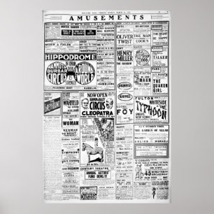 AMUSEMENTS Barnum Bailey Eddie Foy Geo M Cohan Poster