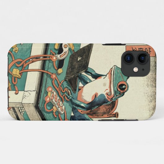 Amusing Frog Working on Computer | Funny Frog Case-Mate iPhone Hülle (Rückseite (Horizontal))